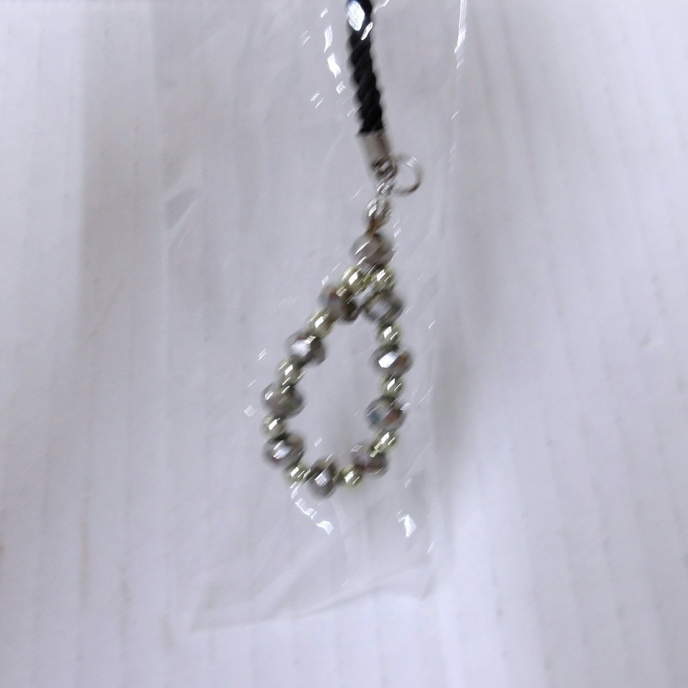 Metallic Grey Beaded Phone‎ Charm Strap Teardrop Loop Accessory /#26699